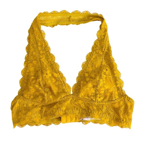 Intimately Free People Size S Halter Lace Bralette Bra Yellow - Picture 1 of 6